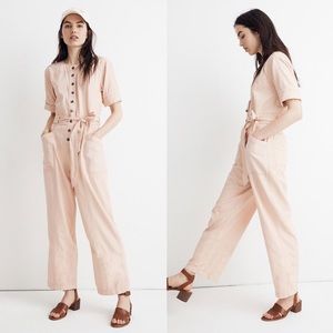NWT Madewell top stitched coverall jumpsuit nude